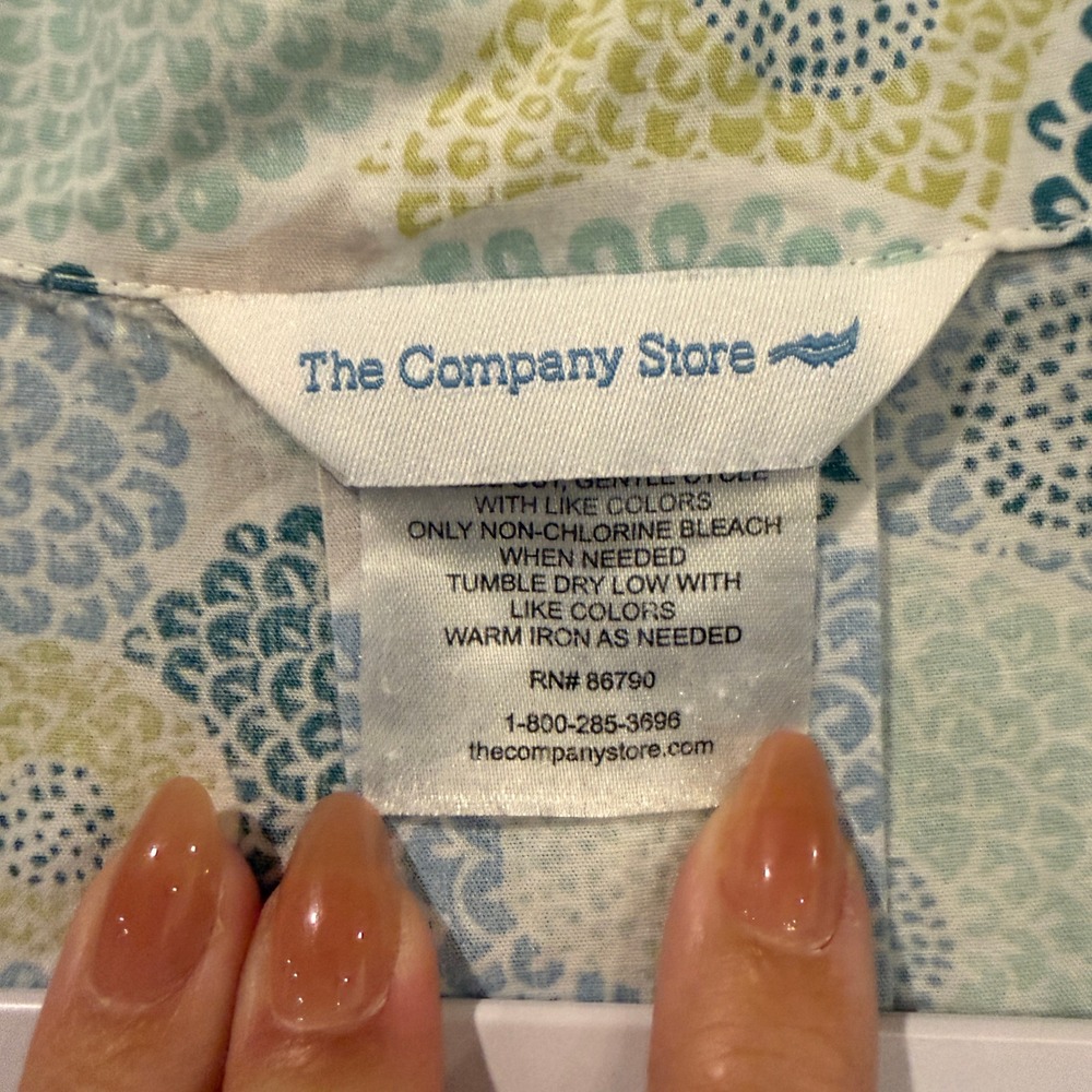 The Company Store Womens Blue Green Floral Cotton Nightgown Sleep Shirt Large - Picture 8 of 13